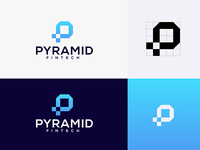 PYRAMID FINTECH LOGO abstract branding clean design fintech graphic design initials letter p logo modern tech technology