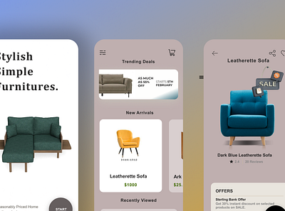 Furniture Shop Mobile App. app design graphic design illustration ui vector