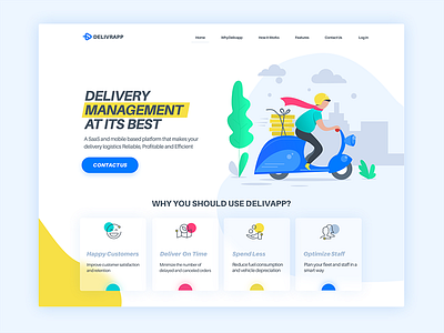 Delivery management app landing page delivery homepage illustration israel tel aviv ui ux vector website white