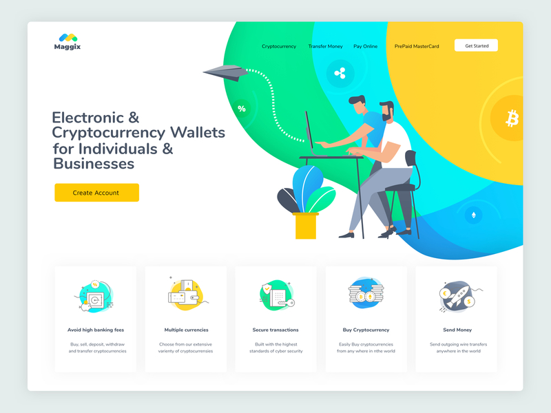 Maggix cryptocurrency trading platform Landing page crypto currency fintech homepage design illustration interface israel landing page product design tel aviv ui ux vector web web design