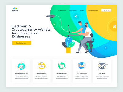 Maggix cryptocurrency trading platform Landing page crypto currency fintech homepage design illustration interface israel landing page product design tel aviv ui ux vector web web design