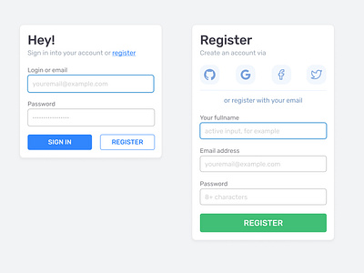 Login & Register forms in modal windows