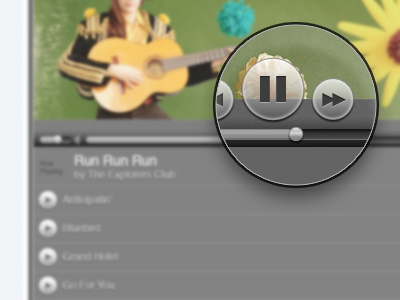 Music Player controls audio buttons controls facebook interface list magnify music player ui