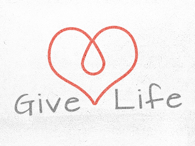 Give Life blood give heart logo mark