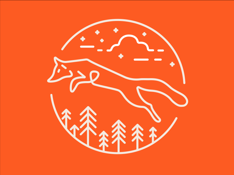 Fox Badge animation badge clean design fox gif line logo minimal single line vector wip
