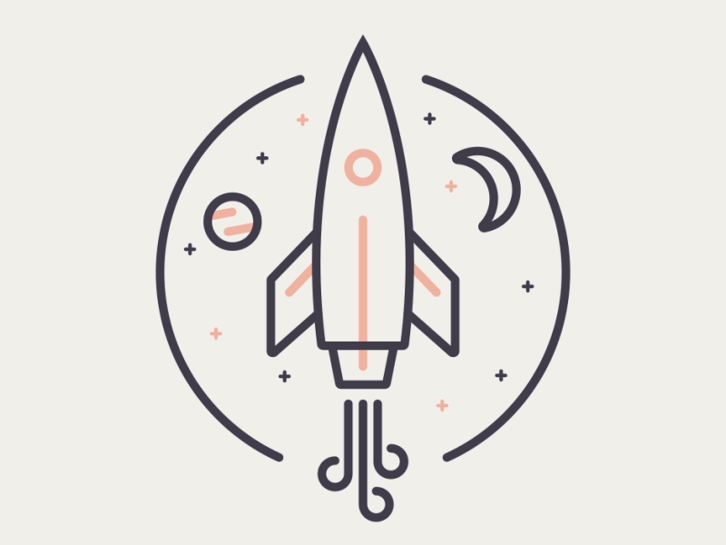Up Up and Away animation badge icon illustration motion motion design rocket rocket gif vector
