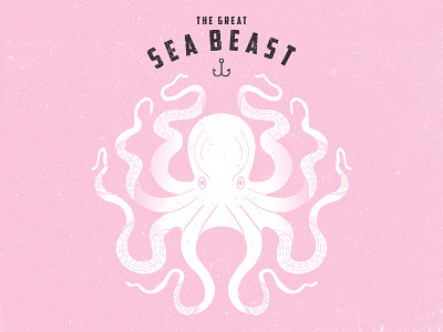 The Great Sea Beast anchor badge branding design icon illustration logo octopus texture vector
