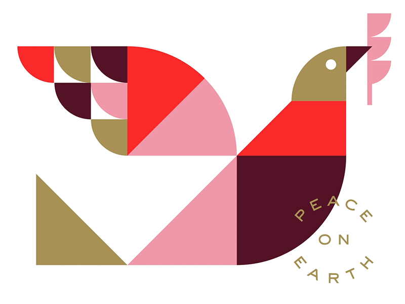 Peace on Earth animation bird christmas clean design illustration season seasonal vector