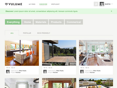 Vulume Discover Feed architecture ui website