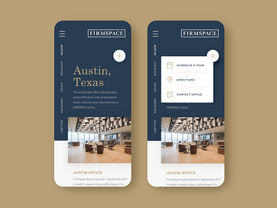 Executive Shared Workplaces app austin coworking mobile ui navigation office texas