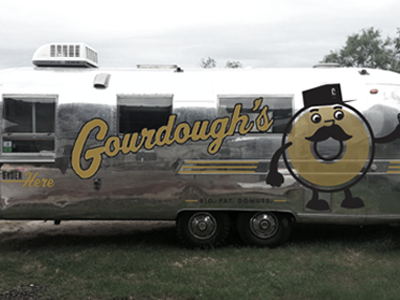 Gourdough's Public House Trailer airstream branding dounut food trailer gourdoughs