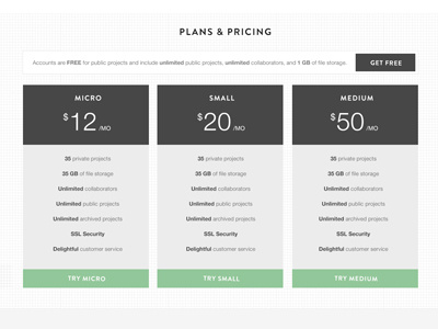 Pricing Page plans pricing ui website
