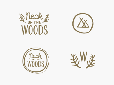 Neck of the Woods branches branding identity illustrations logo tents tree rings