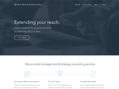 Maven branding consulting financial homepage icons identity investments ui website