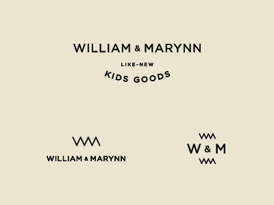 William & Marynn Like-New Kids Goods branding goods identity logo m stamp stitch vintage w