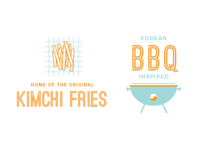 Korean BBQ bbq branding fries illustrations