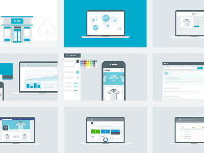 Storyboard Illustrations bigcommerce computer dashboards illustrations iphone laptop square store