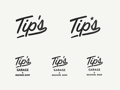 Tip's Garage & Machine Shop garage identity logo mechanic script speed shop star
