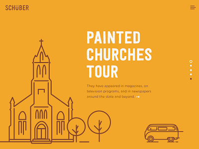 Schuber: Home churches homepage illustration painted churches trees van volkswagen