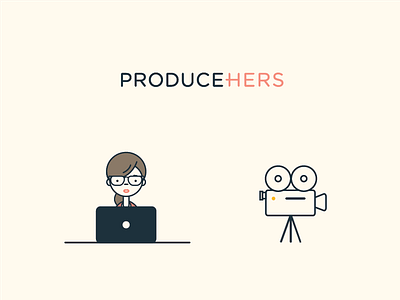 Producehers camera film identity illustration laptop logo producer woman working