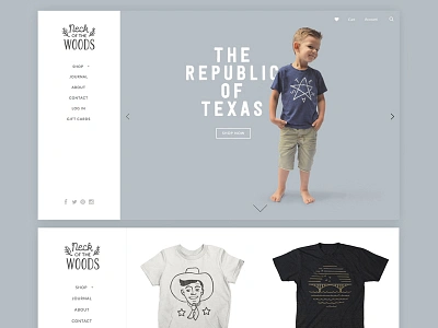 Neck of the Woods Website design homepage shirts texas ui website