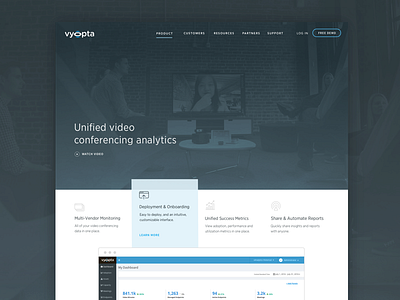 Video Conference Product Page clean homepage large image minimal product shot video video conference website