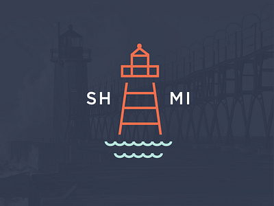 Logo Mark for Harbor Inn branding coast lighthouse line art logo logomark water