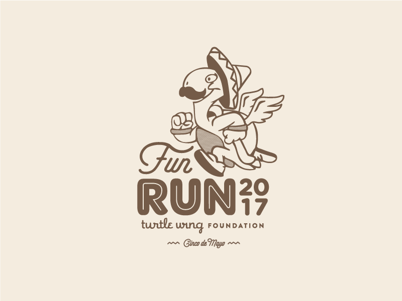 Cinco de Mayo Fun Run sombrero branding logo event logo mustache turtle fun run cinco de mayo