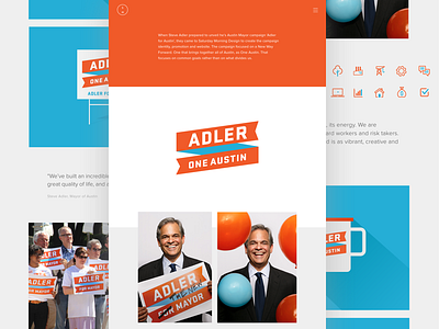 Personal Website adler for mayor austin branding campaign logo mayor politics portfolio texas ui website