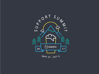 Support Summit Identity beer chat bubbles event clouds identity line art mountains sun trees