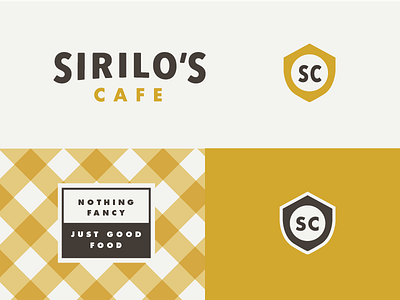 Sirilo's Cafe badge branding cafe food identity logo restaurant retro shield vintage
