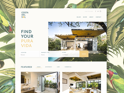 Costa Del Sol costa rica dropdowns grid homepage homes logo real estate ui ux web design website