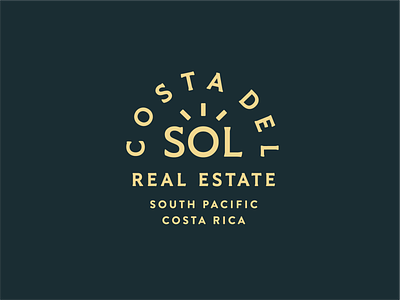 Costa Del Sol Real Estate brand costa rica logo pura vida real estate sol sun tropical typography