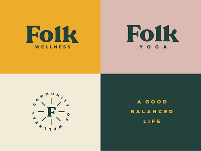Folk Wellness badge branding colors fitness health logo typography wellness yoga