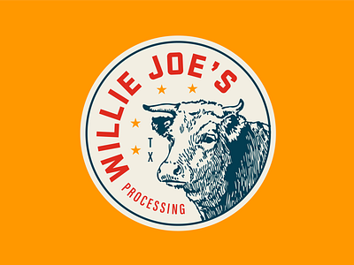 Willie Joes austin badge beef jerky bull cow illustration meat stars steer stickers texas