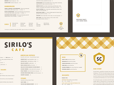 Sirilo's Menu badge food logo menu napkin plaid shield