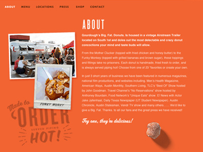 Gourdough's Web Redesign 'About' ui website