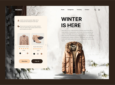 E-COMMERCE HOME PAGE FOR WINTER CLOTHES branding design graphic design illustration minimal motion graphics typography ui ux web