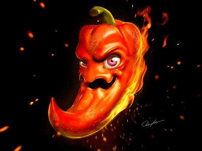 Evil paprika character evil fire illustration paprika
