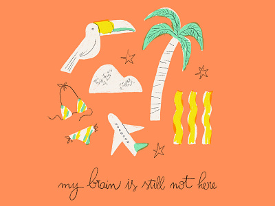 Brazilian Vibes analogue brazil colour palette graphic design heatwave illustration lettering palm tree pencil drawing summer tropical tucan