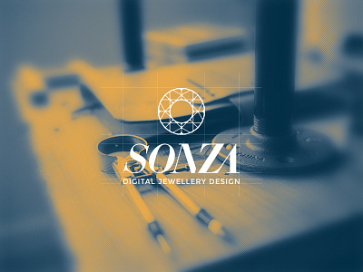 Sonza - Logo - Brand identity blue design diamond digital identity jewellery logo luxe luxury type typography yellow