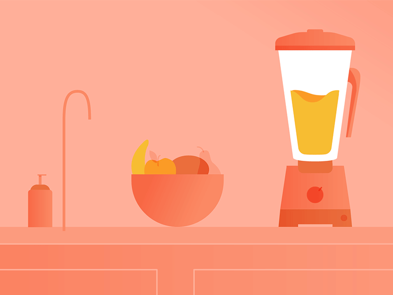 Blender in the kitchen after effects blender fruits illustration keyframe kitchen orange pink smoothie