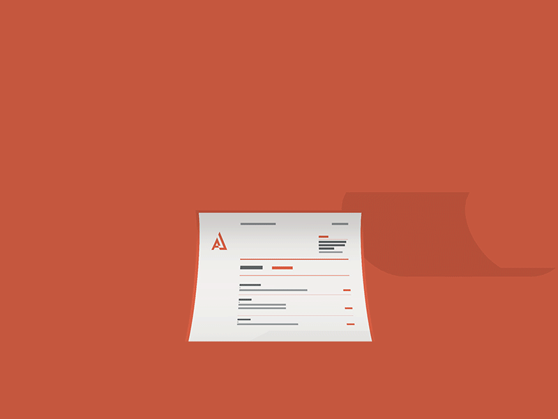Invoice after effects c4d facture flying gif invoice mail orange paper