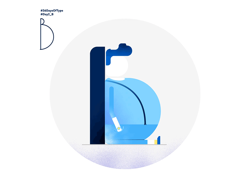 Day2 - B - 36 Days Of Type 2d b blue design fat guy illustration letter type