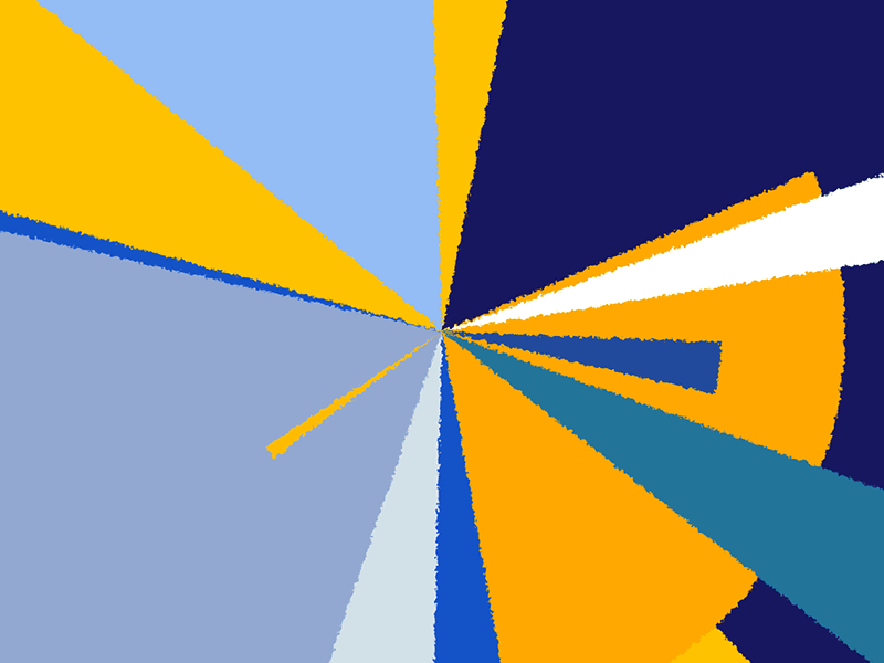 Transitionning blue circle radial shape transition yellow