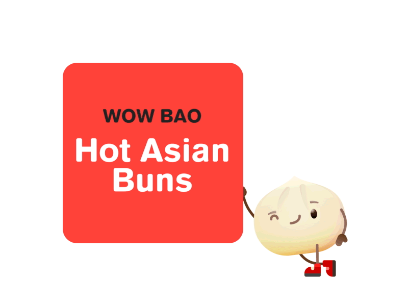 Wow Bao - Rest State 2 animation asian bao character character animation chinese motion design red restaurant screen wow
