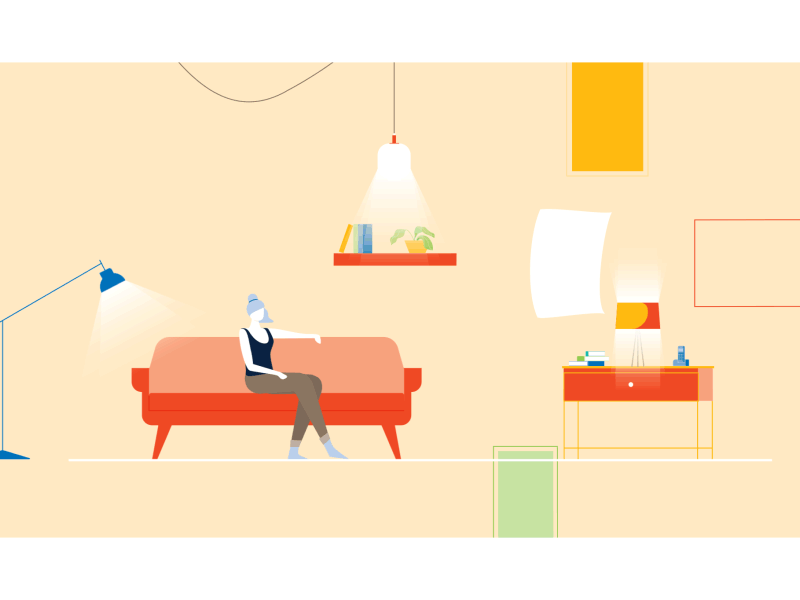 Paper Transition after effects animation couch frame by frame illustration living room motion transition
