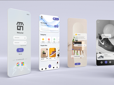 AR Cart Shop App UI app app design app ui ar augmented reality design graphic design shop ui ux virtual reality