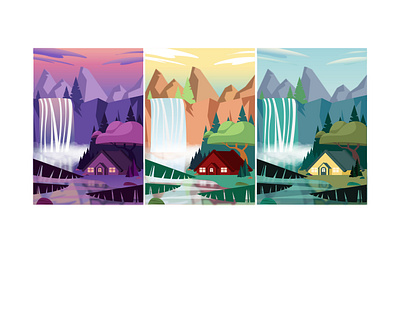 Landscape in three palettes illustration illustrator landscape vector