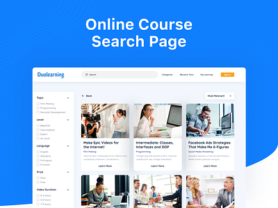 Online Course - Search Page education learning platform online course search results searching